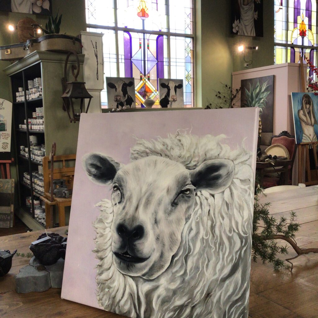 Schilderij van schaap