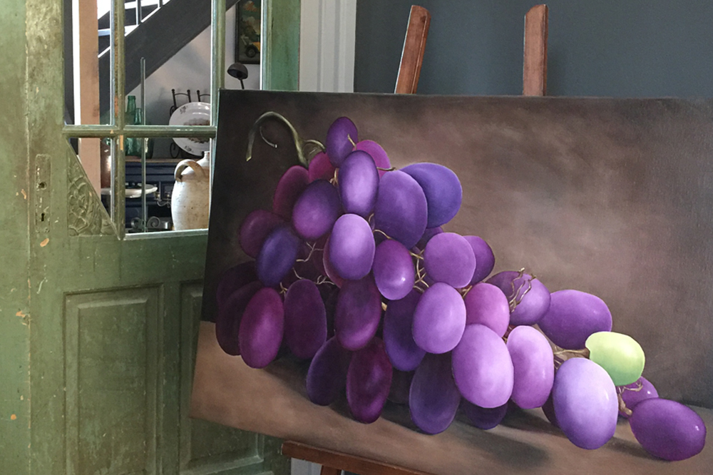 Schilderij met druiven